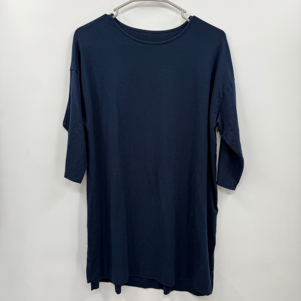 J.Jill Luxe Supima Ballet Sleeve Tunic‎ Top Women's M Navy Blue Cotton Blend